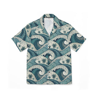 Hawaiian Camp Shirt - Blue Waves - AU/NZ/USA