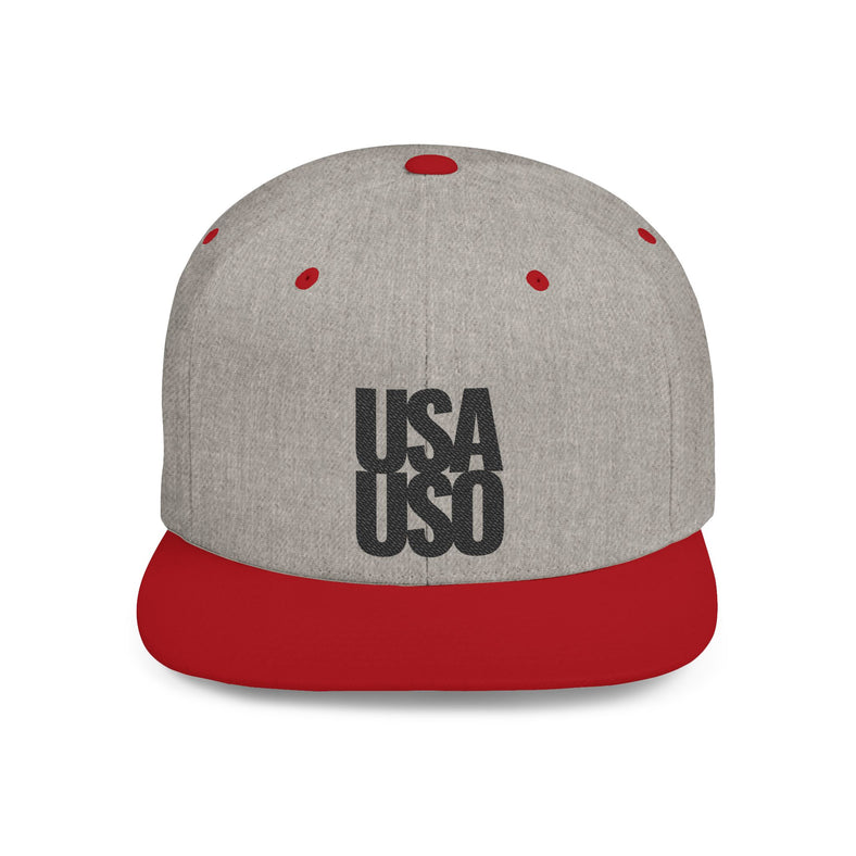 Flat Bill Snapback Hat - USAUSO - Black Embroidery - AU/NZ/USA