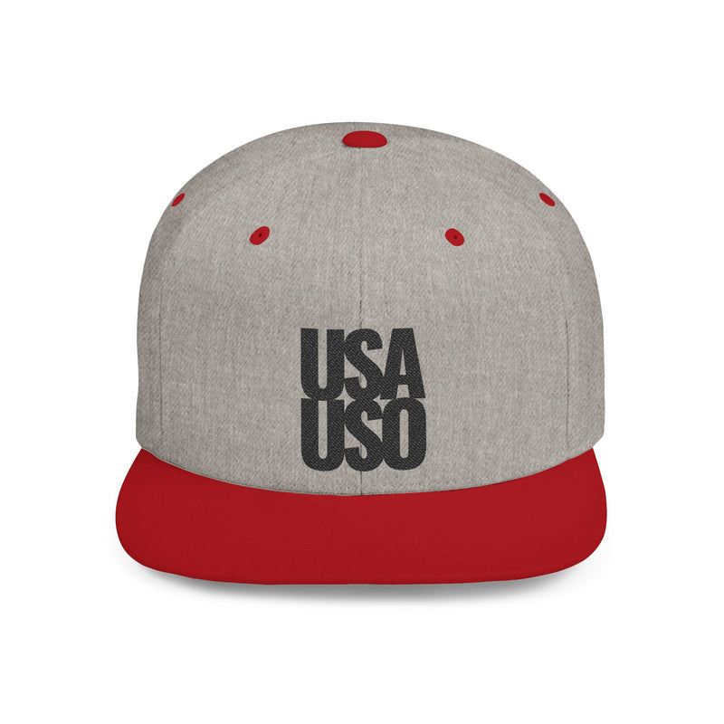 Flat Bill Snapback Hat - USAUSO - Black Embroidery - AU/NZ/USA