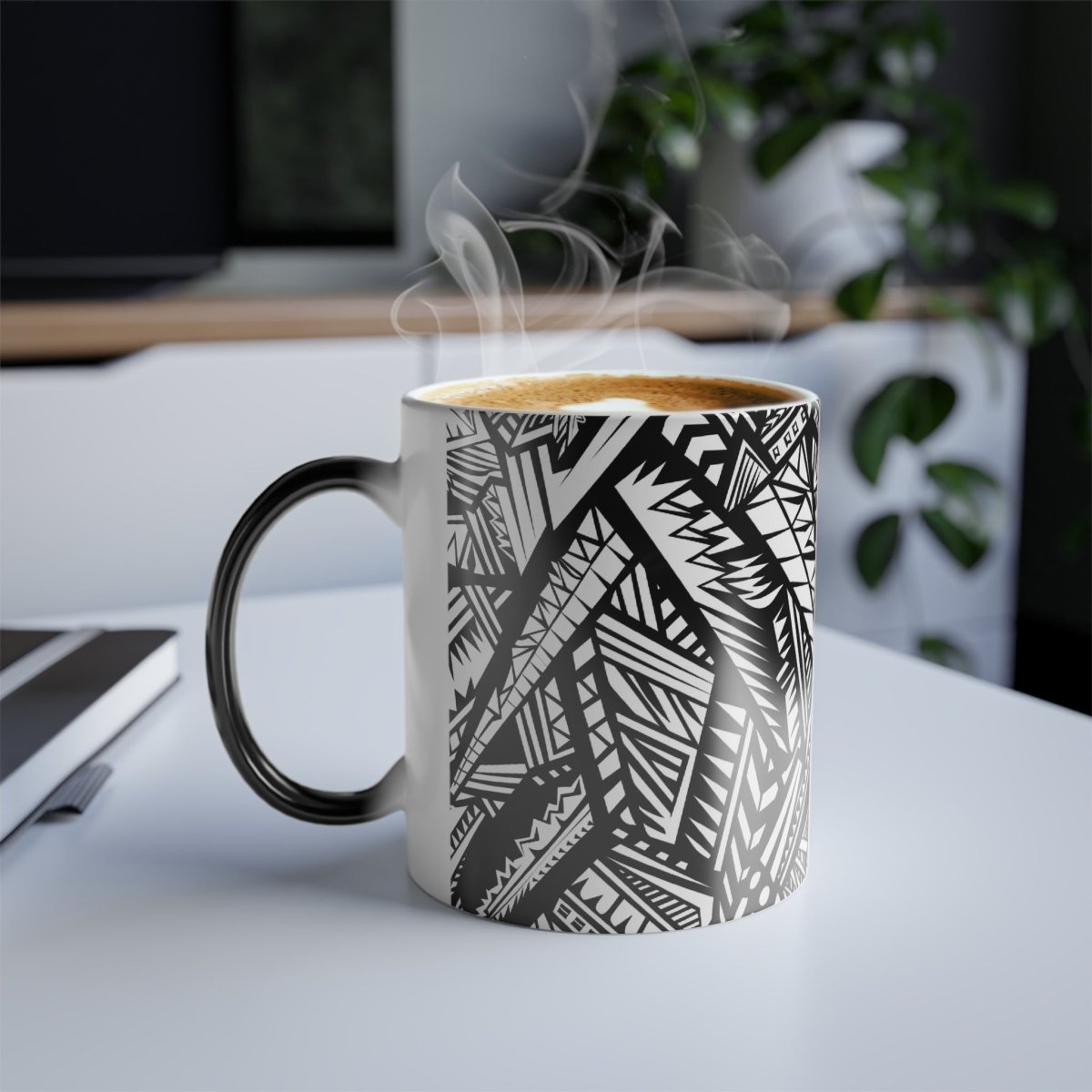 LimaLuxe™ heat reactive 11oz mug by District Photo, featuring USA-themed design and changing colors when hot liquids are poured in.