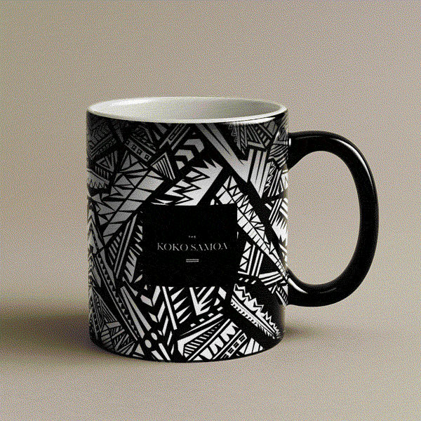 LimaLuxe™ heat reactive 325ml mug by Prima Printing, showing a design that changes with heat, placed on a surface.