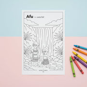 Downloadable Learn and Colour Sheet - Afu - AU/NZ/USA - The Koko Samoa