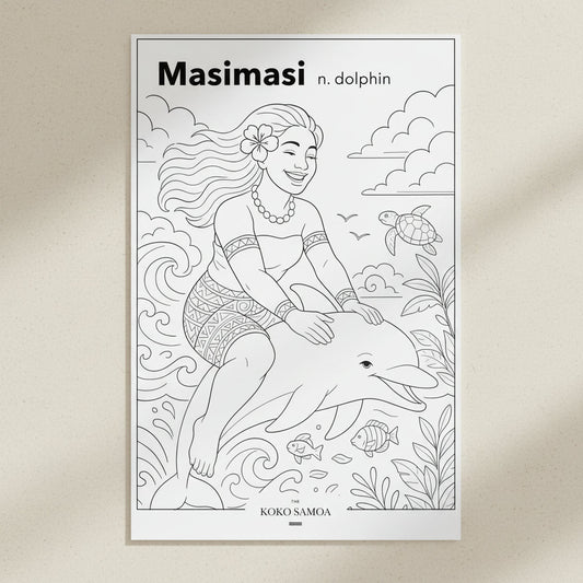 Downloadable Learn and Colour Sheet - Masimasi - AU/NZ/USA - The Koko Samoa