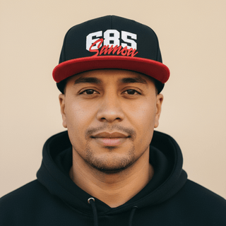 Flat Bill Snapback Hat - 685 Samoa - White & Red Embroidery - AU/NZ/USA - The Koko Samoa