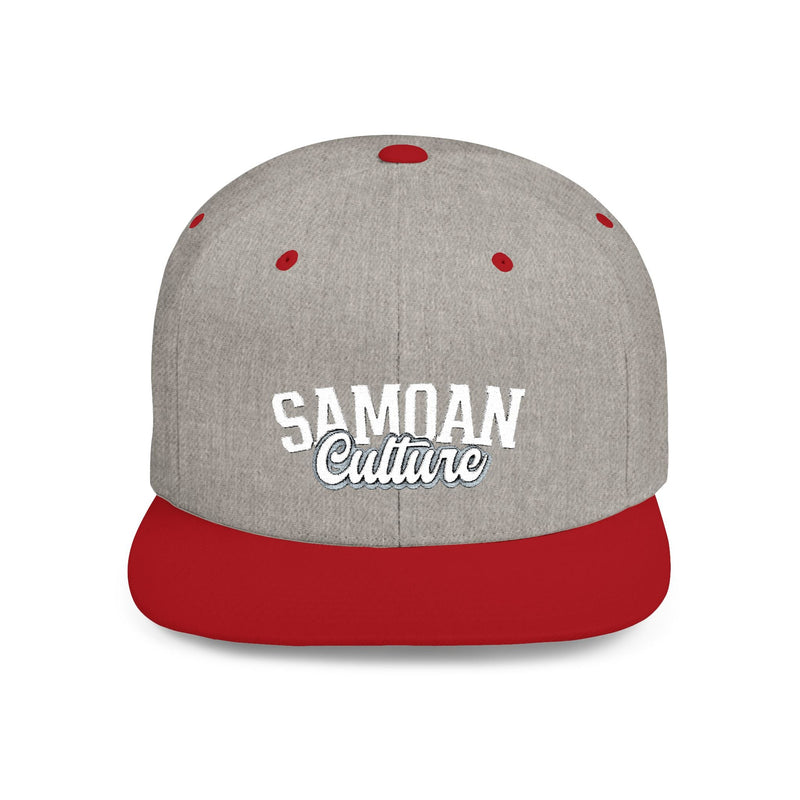 Flat Bill Snapback Hat - Samoa Culture - White & Grey Embroidery - AU/NZ/USA - The Koko Samoa
