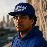 Flat Bill Snapback Hat - Samoa Culture - White & Grey Embroidery - AU/NZ/USA - The Koko Samoa