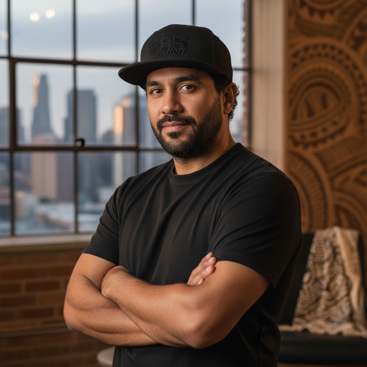 Flat Bill Snapback Hat — USA USO - Black Embroidery - AU/NZ/USA - The Koko Samoa