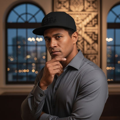 Flat Bill Snapback Hat — USA USO - Black Embroidery - AU/NZ/USA - The Koko Samoa