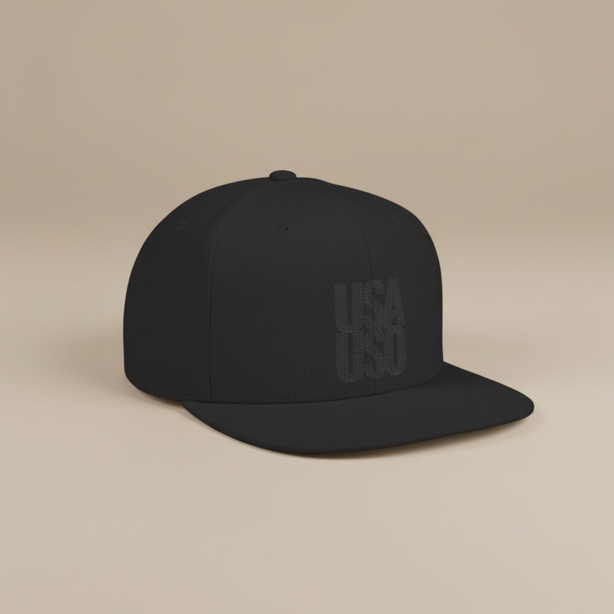 Flat Bill Snapback Hat - USAUSO - Black Embroidery - AU/NZ/USA - The Koko Samoa