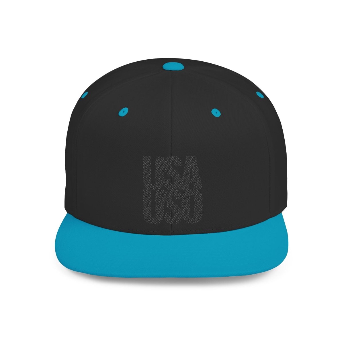 Flat Bill Snapback Hat - USAUSO - Black Embroidery - AU/NZ/USA - The Koko Samoa