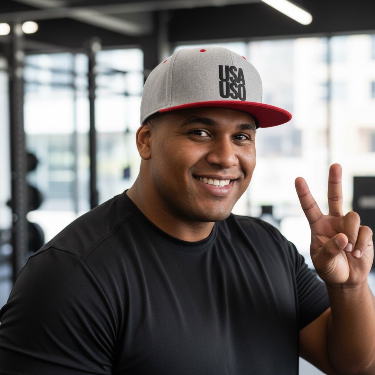 Flat Bill Snapback Hat - USAUSO - Black Embroidery - AU/NZ/USA - The Koko Samoa