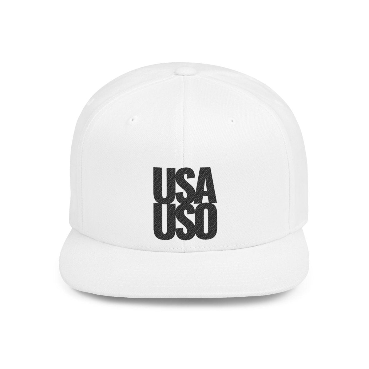 Flat Bill Snapback Hat - USAUSO - Black Embroidery - AU/NZ/USA - The Koko Samoa