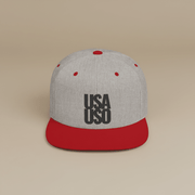 Flat Bill Snapback Hat - USAUSO - Black Embroidery - AU/NZ/USA - The Koko Samoa