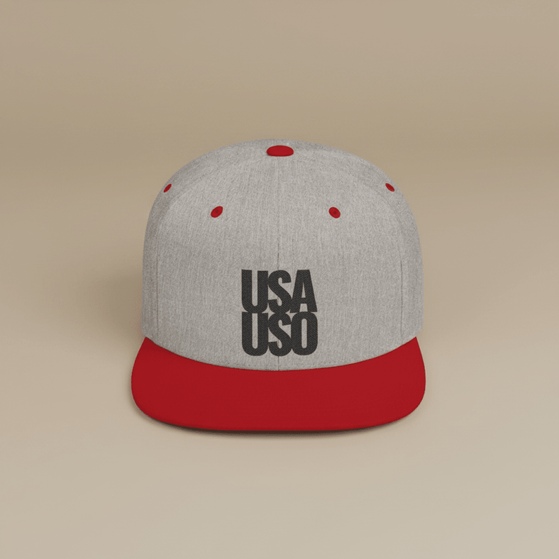 Flat Bill Snapback Hat - USAUSO - Black Embroidery - AU/NZ/USA