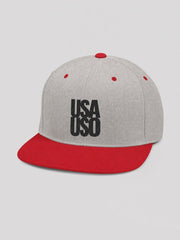Flat Bill Snapback Hat - USAUSO - Black Embroidery in the Gifts For Dad - USA