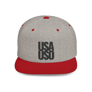 Flat Bill Snapback Hat - USAUSO - Black Embroidery - AU/NZ/USA - The Koko Samoa