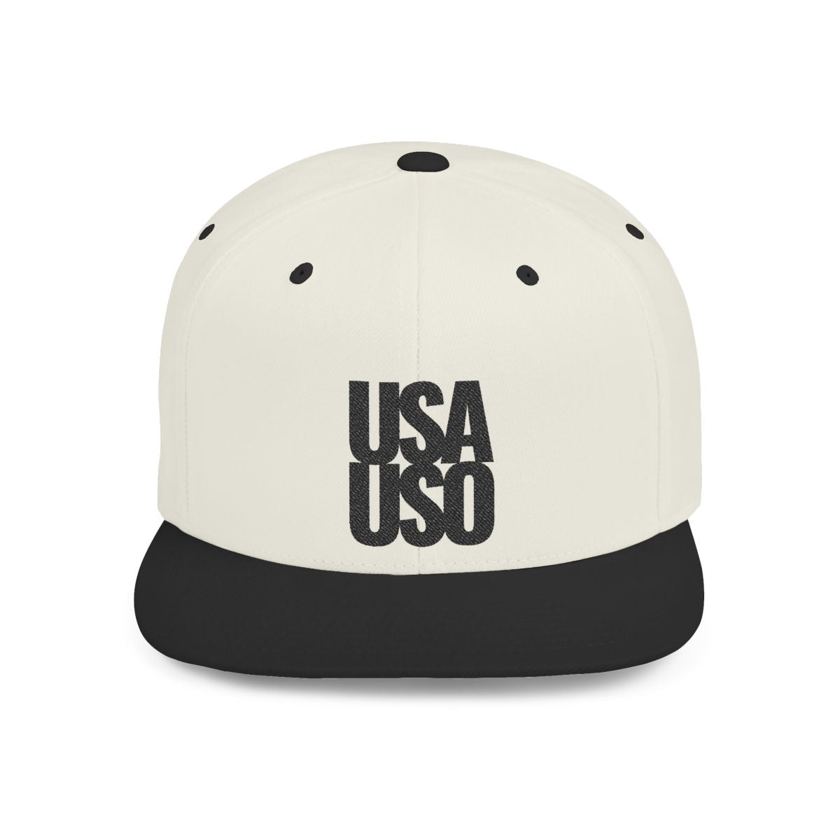 Flat Bill Snapback Hat - USAUSO - Black Embroidery - AU/NZ/USA - The Koko Samoa