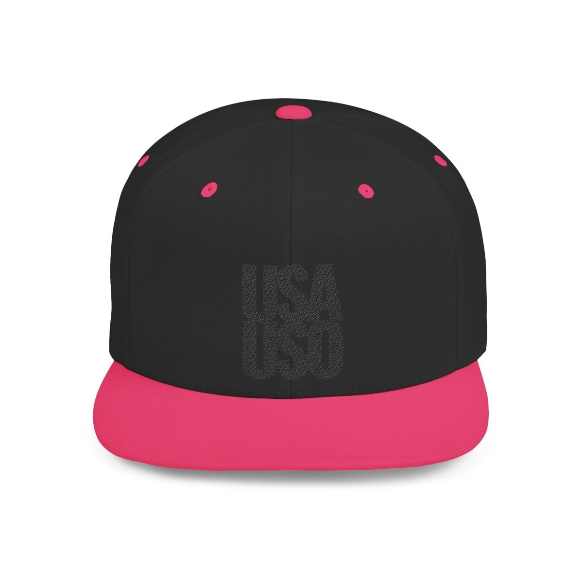 Flat Bill Snapback Hat - USAUSO - Black Embroidery - AU/NZ/USA - The Koko Samoa