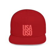 Flat Bill Snapback Hat - USAUSO - Red Embroidery - AU/NZ/USA - The Koko Samoa