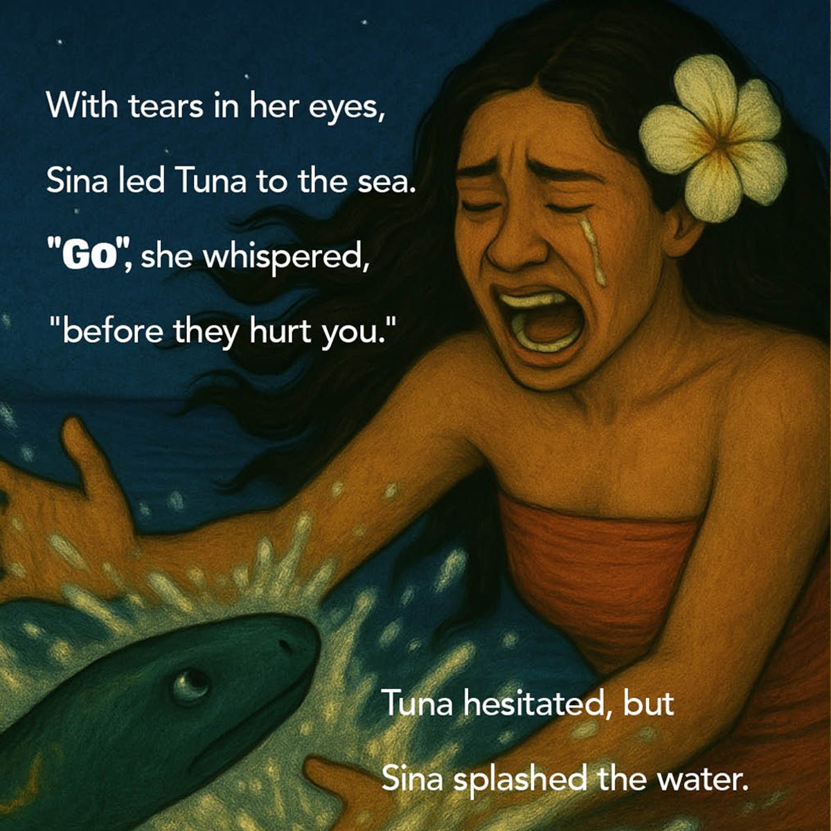 E-Book titled "Sina and The Eel" by The Koko Samoa, featuring a cover image with colorful artwork and story details.