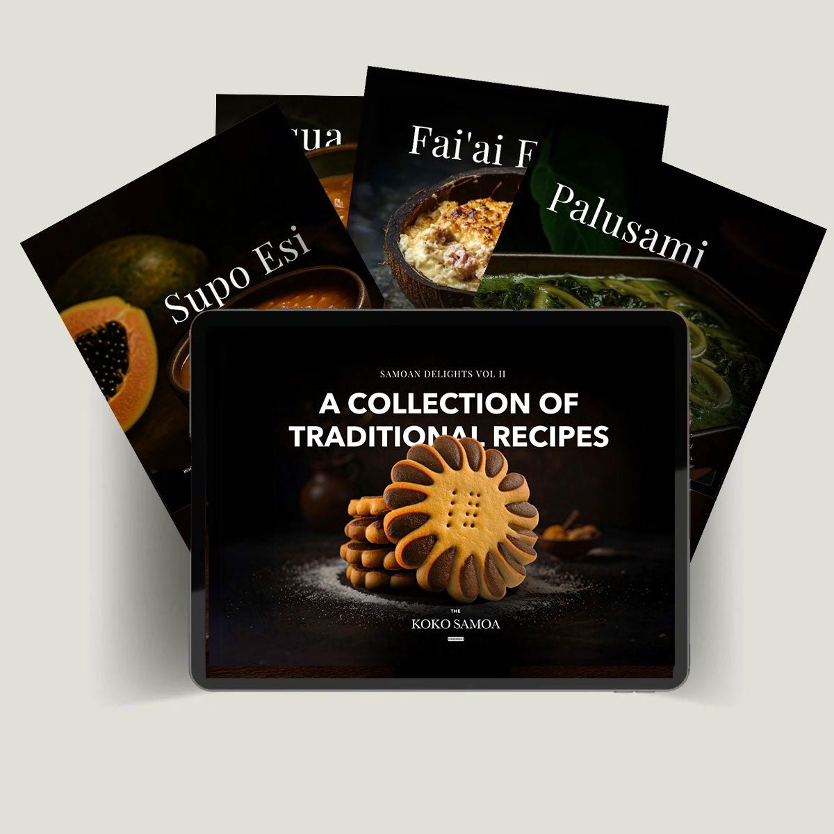 E-Book cover for Samoan Delights: Samoan Recipes Cookbook Vol 2 by The Koko Samoa, featuring traditional Samoan recipes.