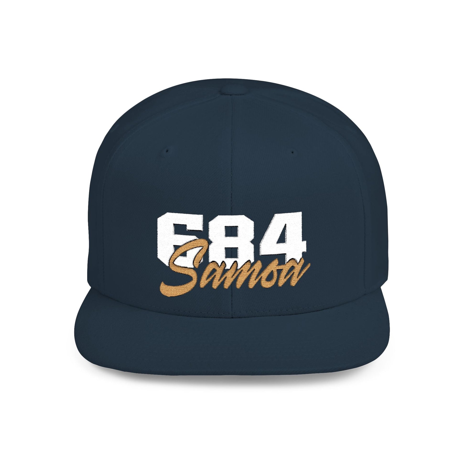 Flat Bill Snapback Hat - 684 Samoa - White & Gold Embroidery - AU/NZ/USA - The Koko Samoa