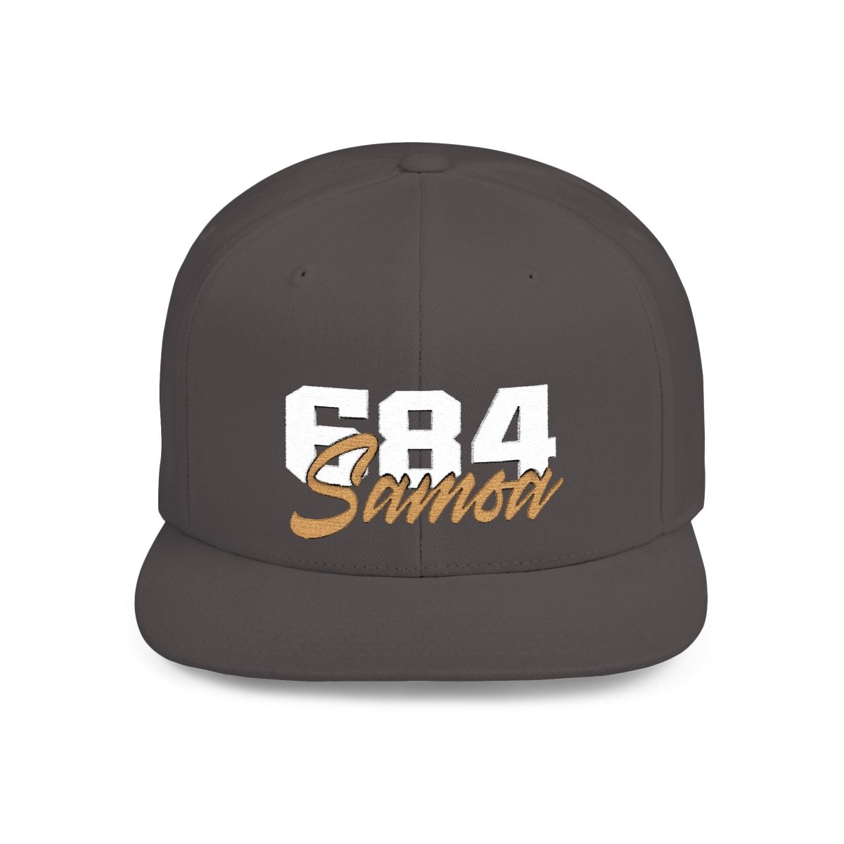 Flat Bill Snapback Hat - 684 Samoa - White & Gold Embroidery - AU/NZ/USA - The Koko Samoa