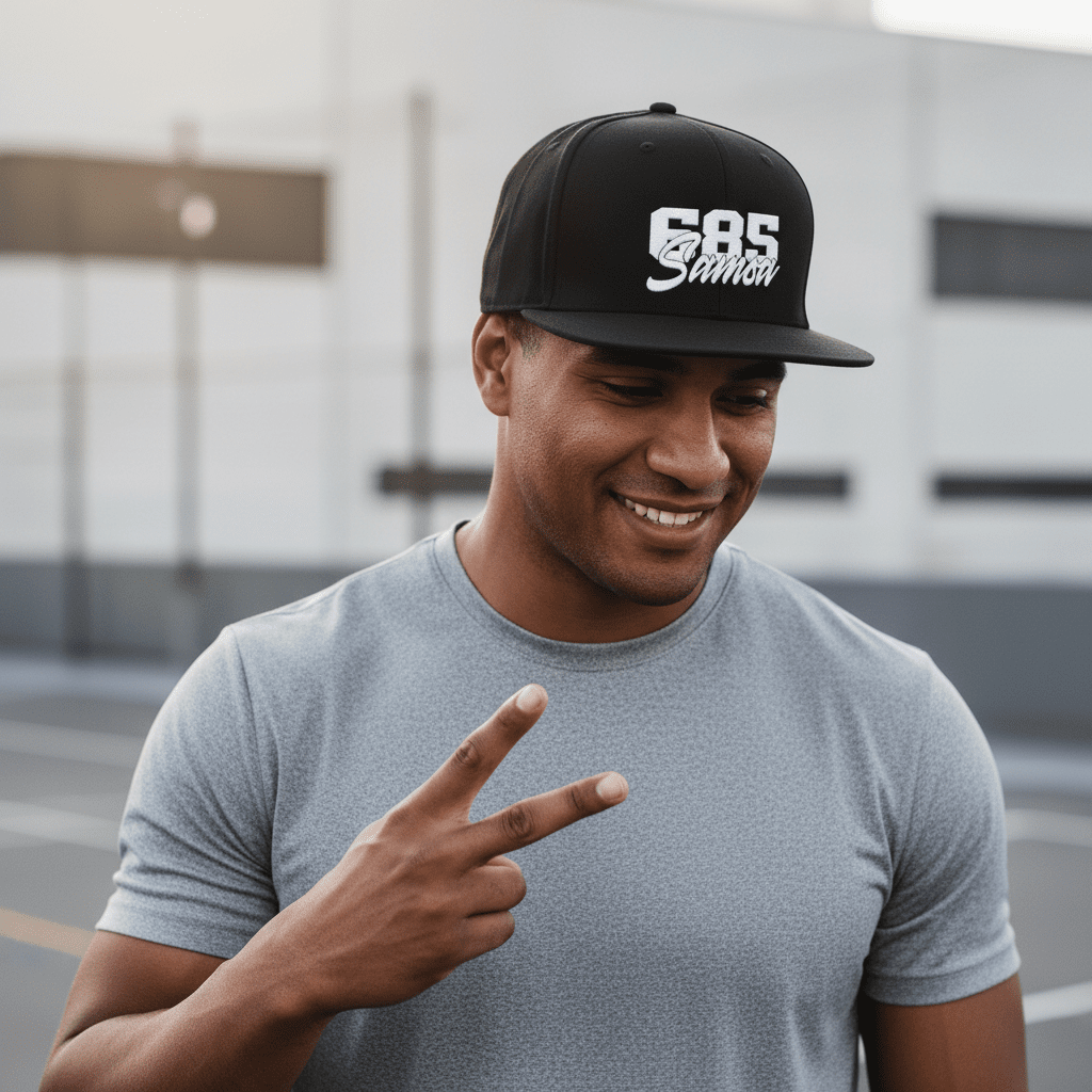 Flat Bill Snapback Hat - 685 Samoa - White Embroidery - AU/NZ/USA - The Koko Samoa