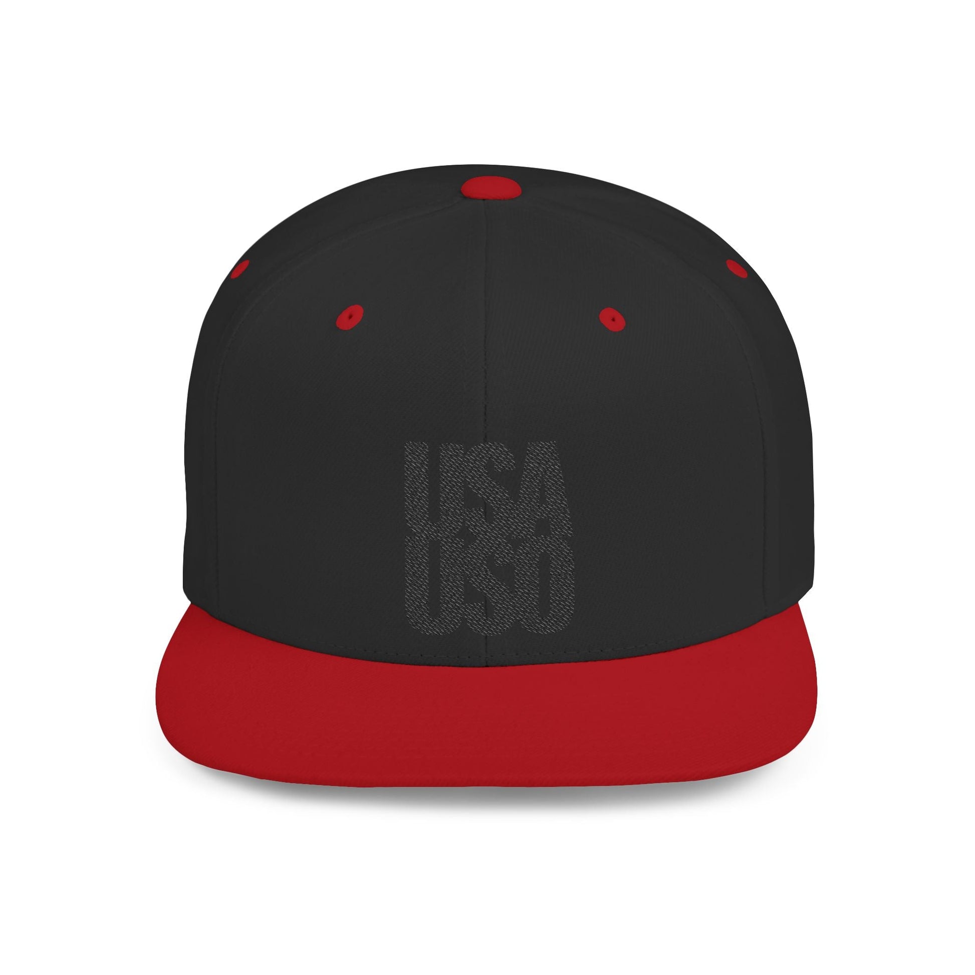 Flat Bill Snapback Hat - USA USO - Black - The Koko Samoa