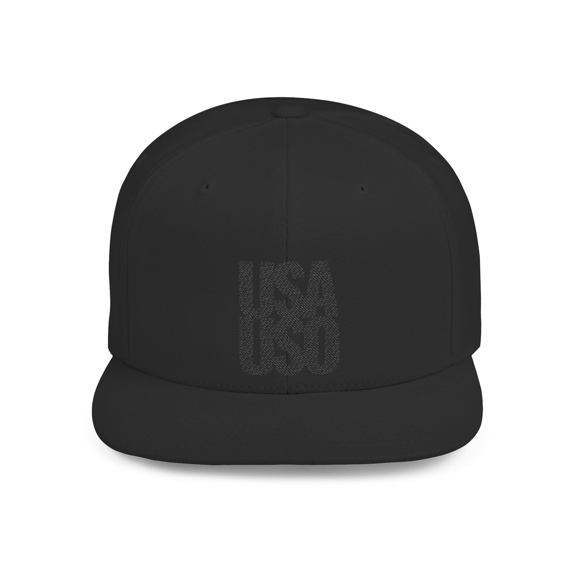 Flat Bill Snapback Hat - USA USO - Black - The Koko Samoa