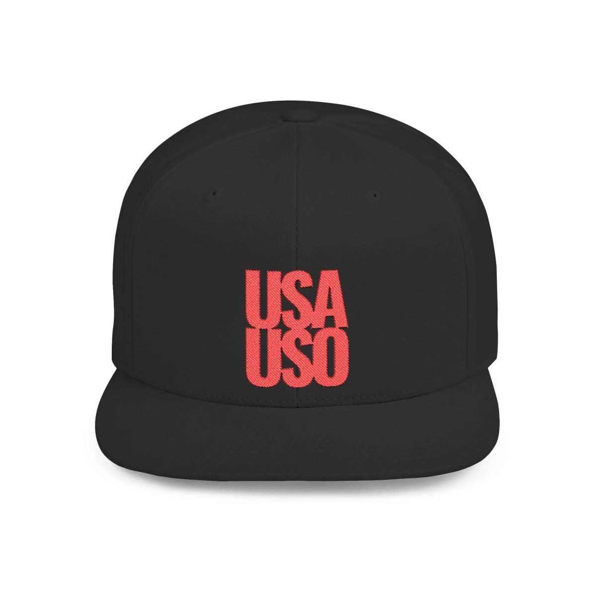 Flat Bill Snapback Hat — USA USO - Red Embroidery - AU/NZ/USA - The Koko Samoa