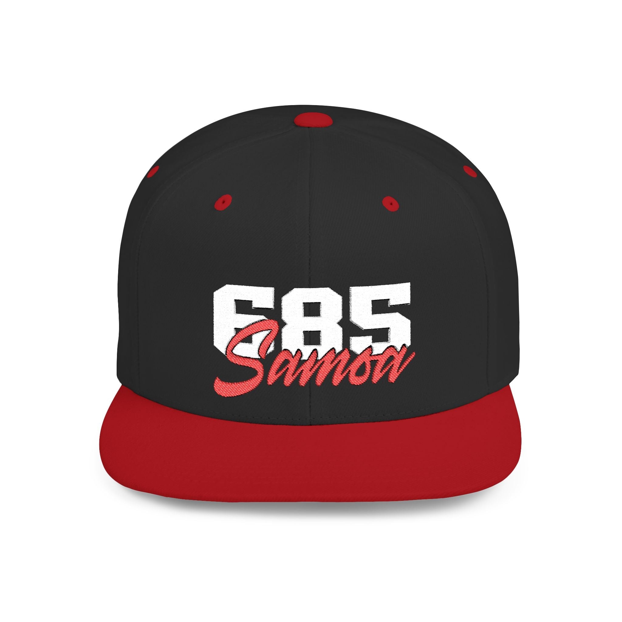 Flat Bill Snapback Hat - 685 Samoa - White & Red Embroidery - AU/NZ/USA - The Koko Samoa