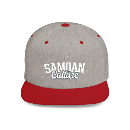 Flat Bill Snapback Hat - Samoa Culture - White & Grey Embroidery - AU/NZ/USA - The Koko Samoa