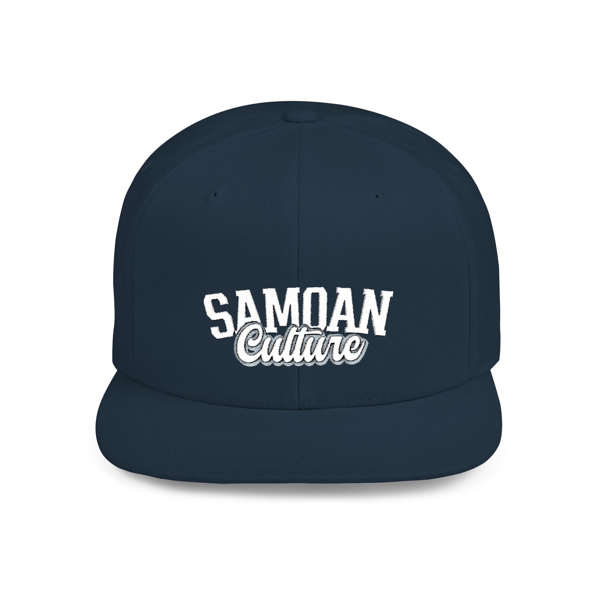 Flat Bill Snapback Hat - Samoa Culture - White & Grey Embroidery - AU/NZ/USA - The Koko Samoa