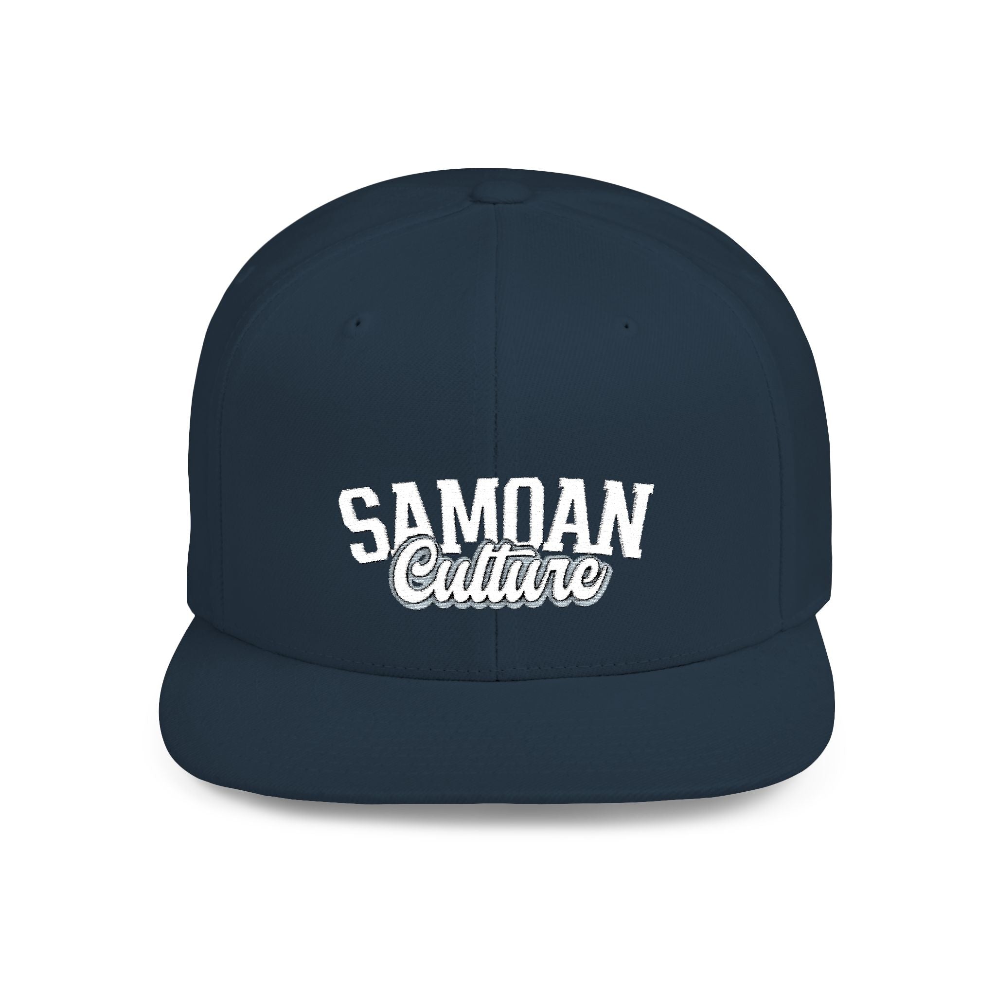 Flat Bill Snapback Hat - Samoa Culture - White & Grey Embroidery - AU/NZ/USA - The Koko Samoa