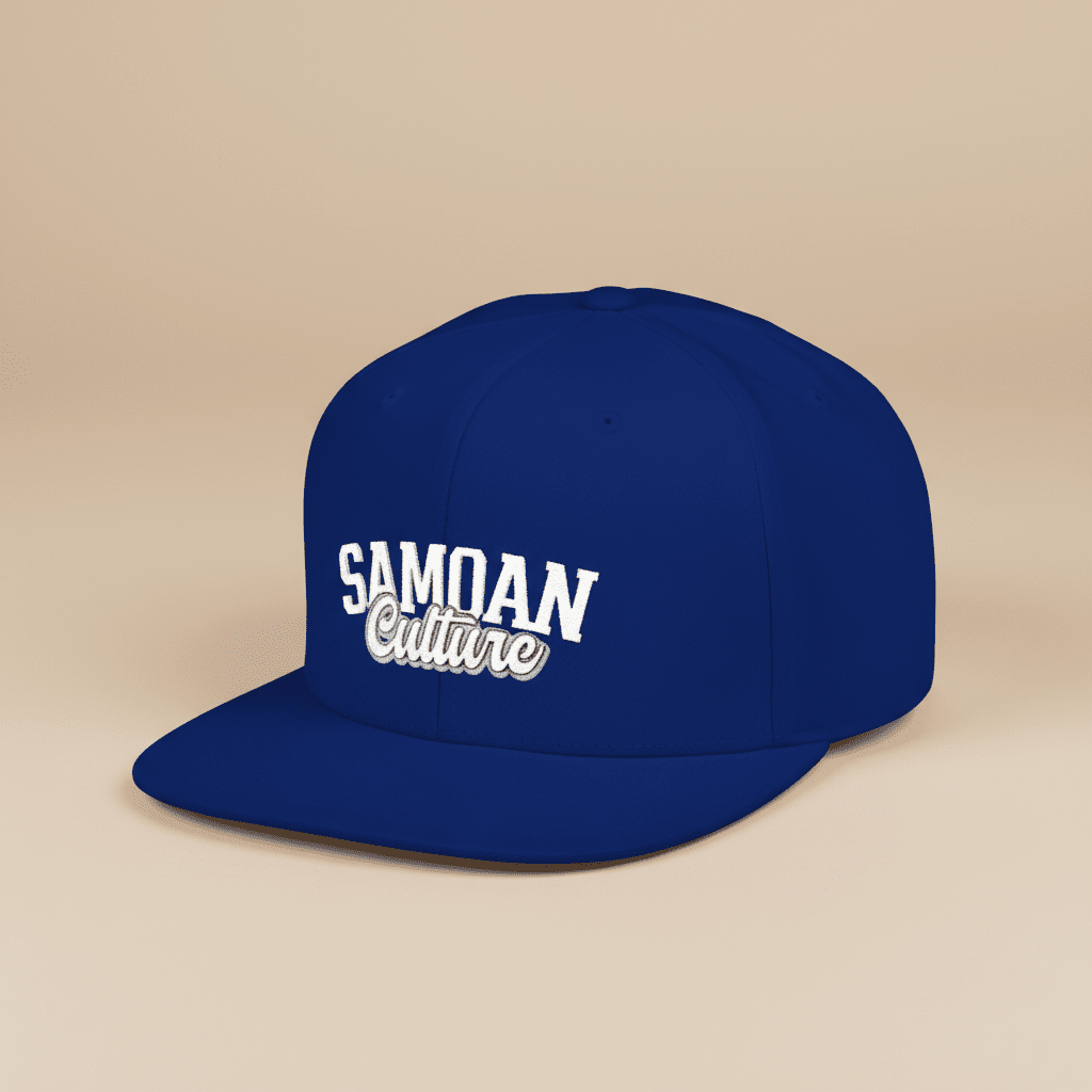 Flat Bill Snapback Hat - Samoa Culture - White & Grey Embroidery - AU/NZ/USA - The Koko Samoa
