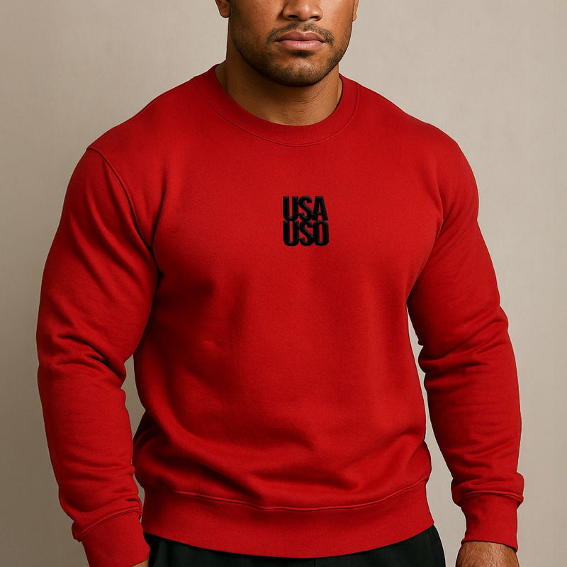 Unisex Heavy Sweatshirt  — USA USO  - Black Embroidered - AU/NZ/USA