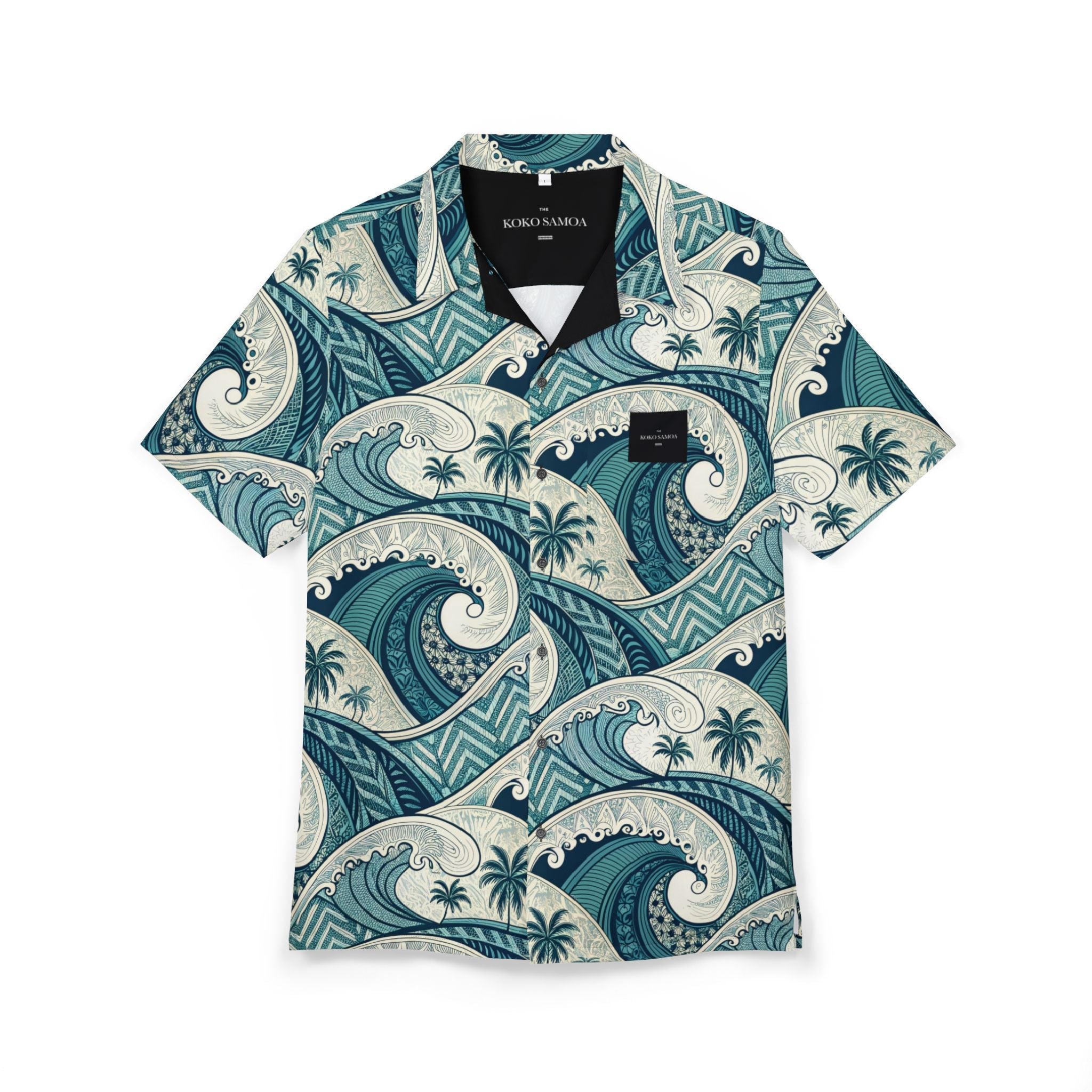 KoaTech™ - Hawaiian Button - Down Shirt - Blue Waves - AU/NZ/USA - The Koko Samoa