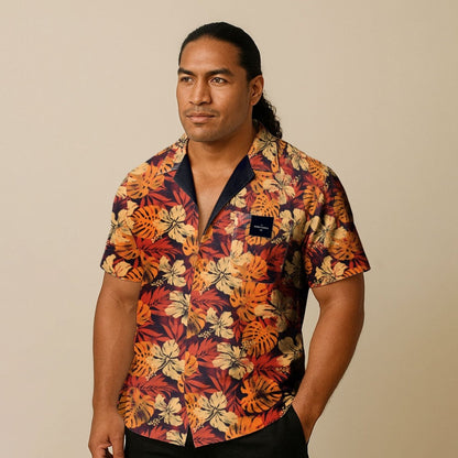 KoaTech™ - Hawaiian Button - Down Shirt - Lalomanu Ember - AU/NZ/USA - The Koko Samoa