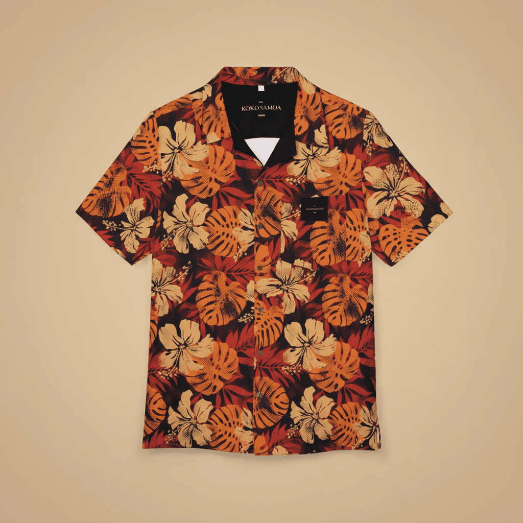 KoaTech™ - Hawaiian Button - Down Shirt - Lalomanu Ember - AU/NZ/USA - The Koko Samoa
