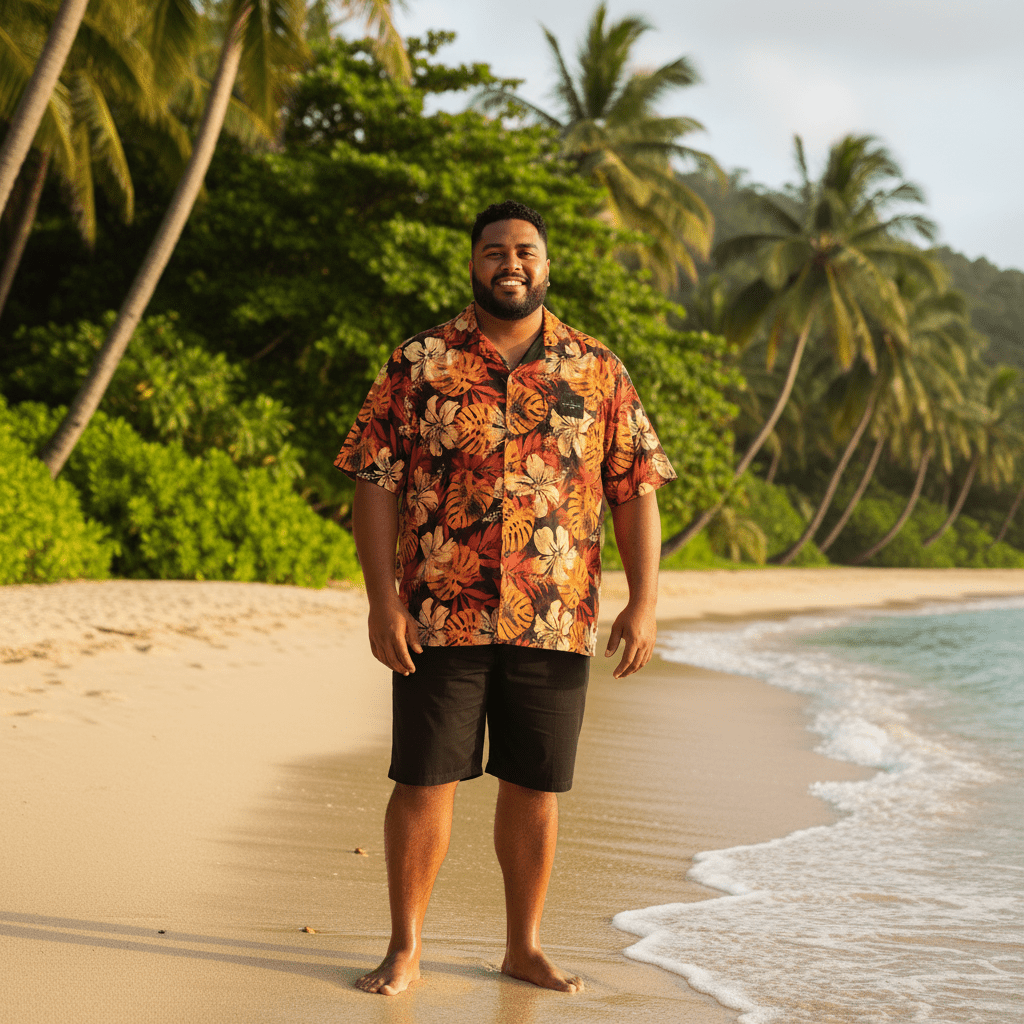 KoaTech™ - Hawaiian Button - Down Shirt - Lalomanu Ember - AU/NZ/USA - The Koko Samoa