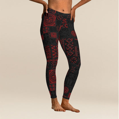IslandFlex Leggings - Elei Red - AU/NZ/USA - The Koko Samoa