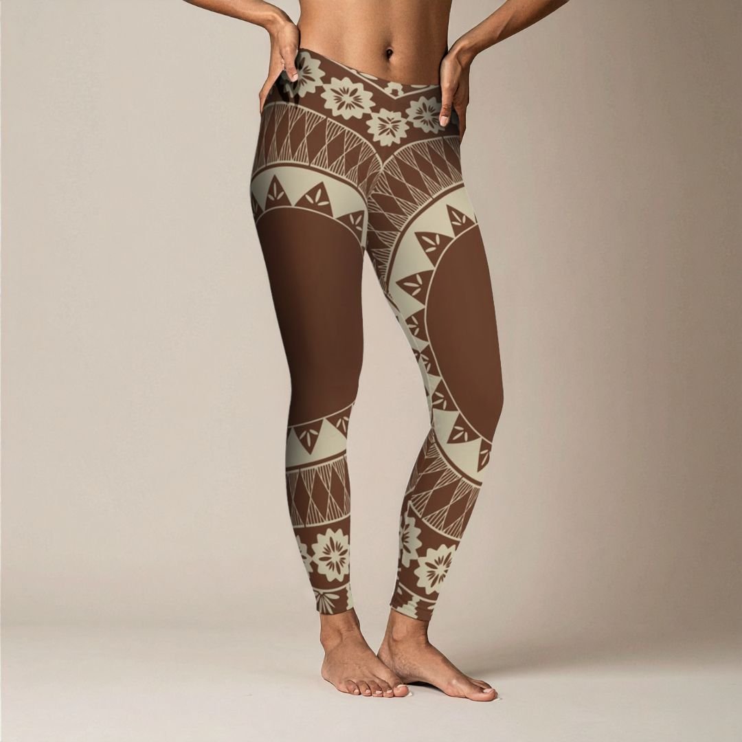 PasifikaOne Mid - Rise Leggings - Fiji Brown - AU/NZ/USA - The Koko Samoa