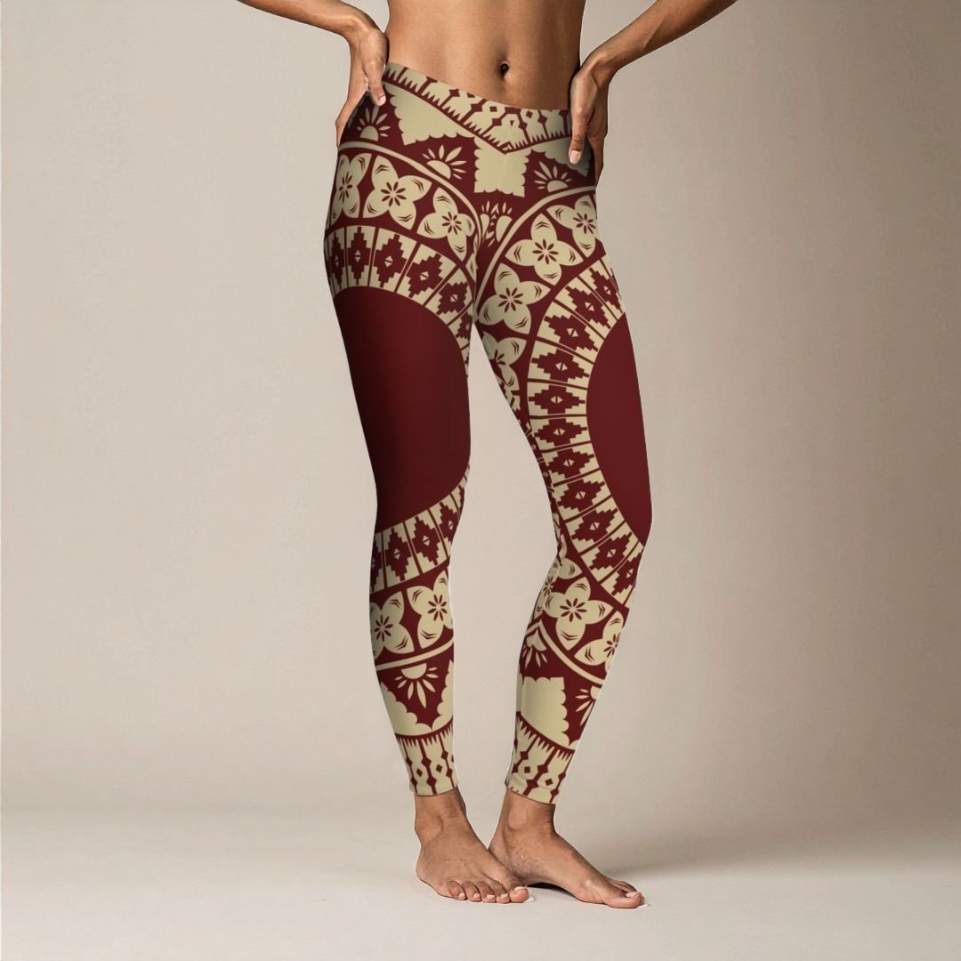 PasifikaOne Mid - Rise Leggings - Fiji Red - AU/NZ/USA - The Koko Samoa