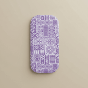 Lavender Elei phone grip stand by WOYC, versatile phone holder and stand with intricate Elei pattern for AU/NZ/USA markets.