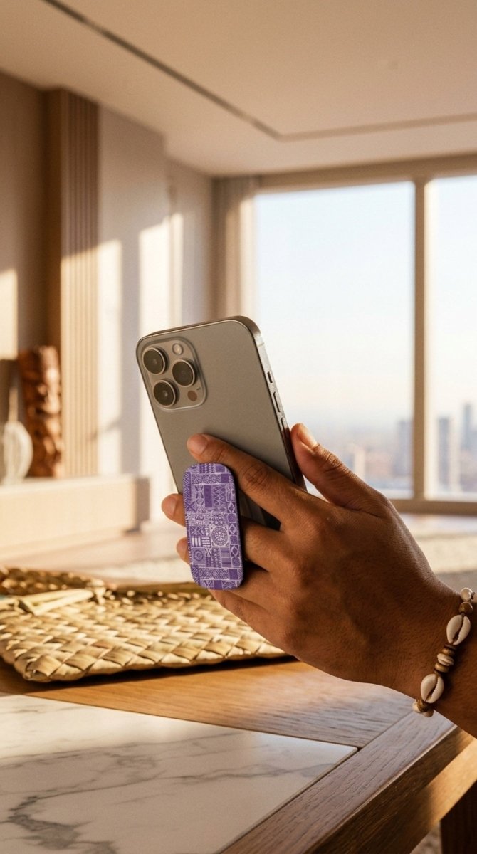 Lavender Elei phone grip stand by WOYC, stylish and functional phone accessory with intricate design for AU/NZ/USA markets.