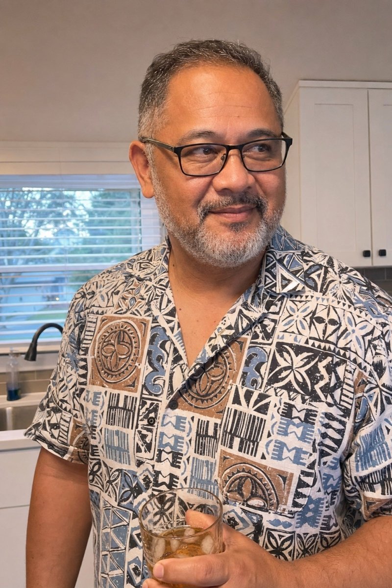 Hawaiian Camp Shirt - Elei Steel - AU/NZ/USA - The Koko Samoa
