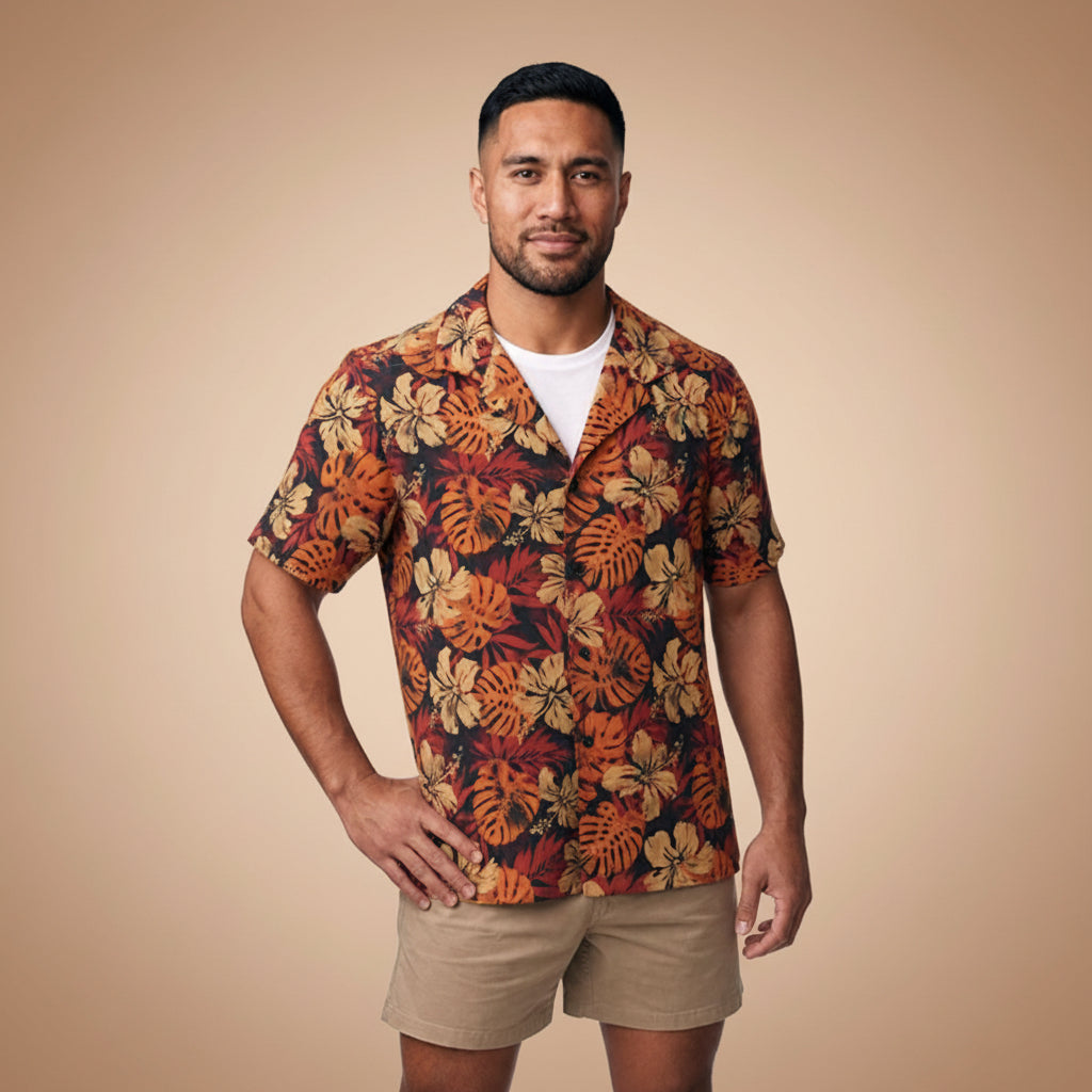 Hawaiian Camp Shirt - Lalomanu Ember - AU/NZ/USA - The Koko Samoa