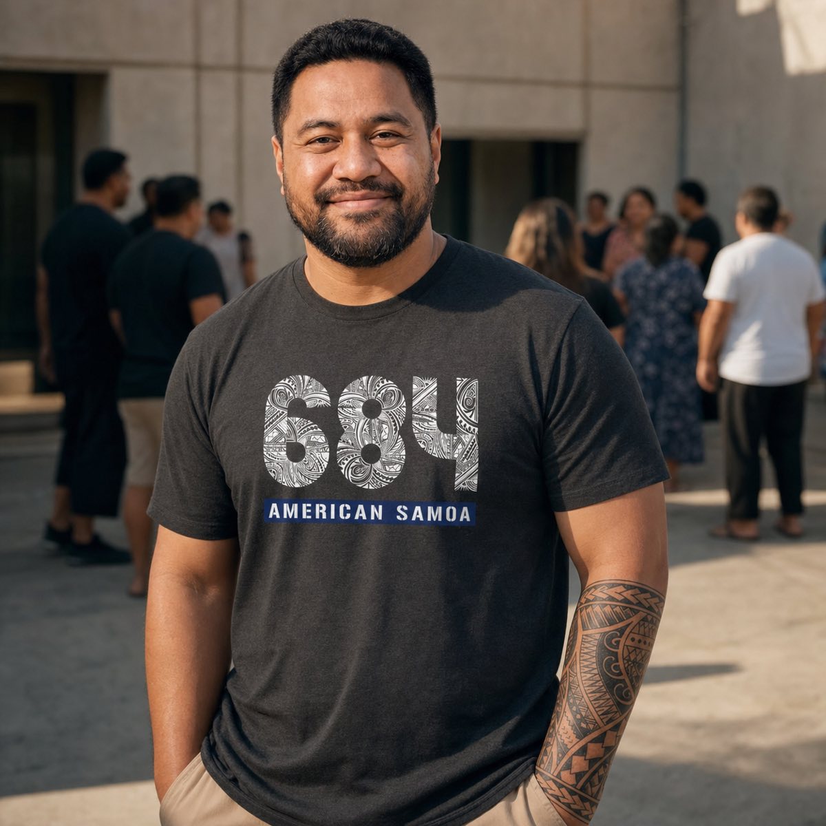 Unisex heavy T-shirt by Monster Digital featuring American Samoa 684 design, casual fit, and bold print on front.