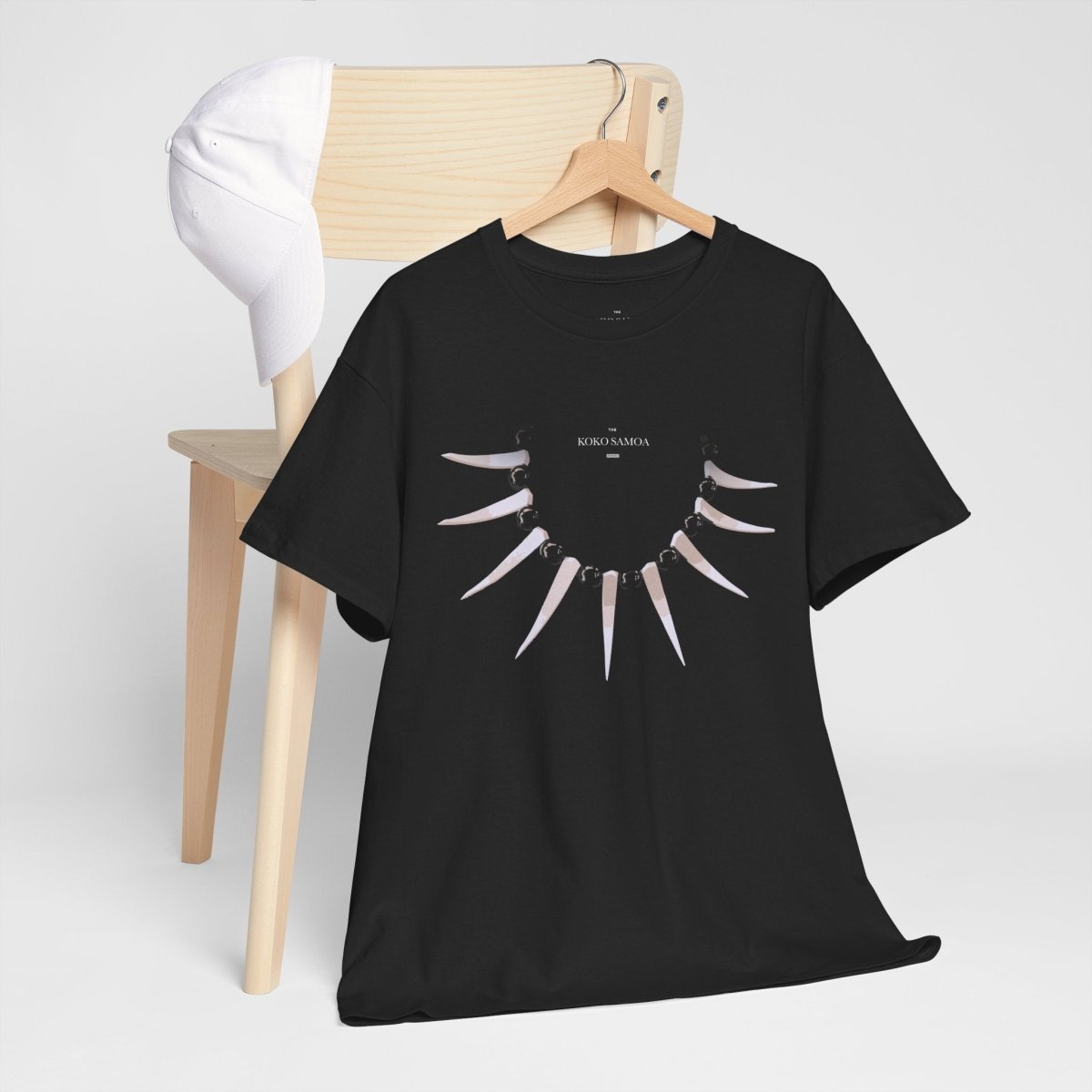 Black heavy unisex tee with the Ula Nifo print, The Koko Samoa